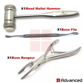 Medentra Orthopedic Friedman Forceps Hammer Bone File Oral Surgery Bone Removal Tools Kit