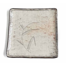 [Muneyama Kiln] Honhonokuhiki Bamboo Carving Square Platter, 9.8 inches (25 cm), Platter, One Plate, Party Plate