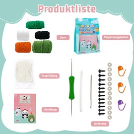 CIGAA Set uncinetto per principianti, Set uncinetto Animali con istruzioni video passo-passo per adulti Fai da te uncinetto Filato Regalo-Rana/Dinosauro/Ape/Coniglio