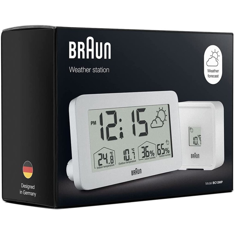 Braun Digital Weather Station Clock with Indoor and Outdoor Temperature
