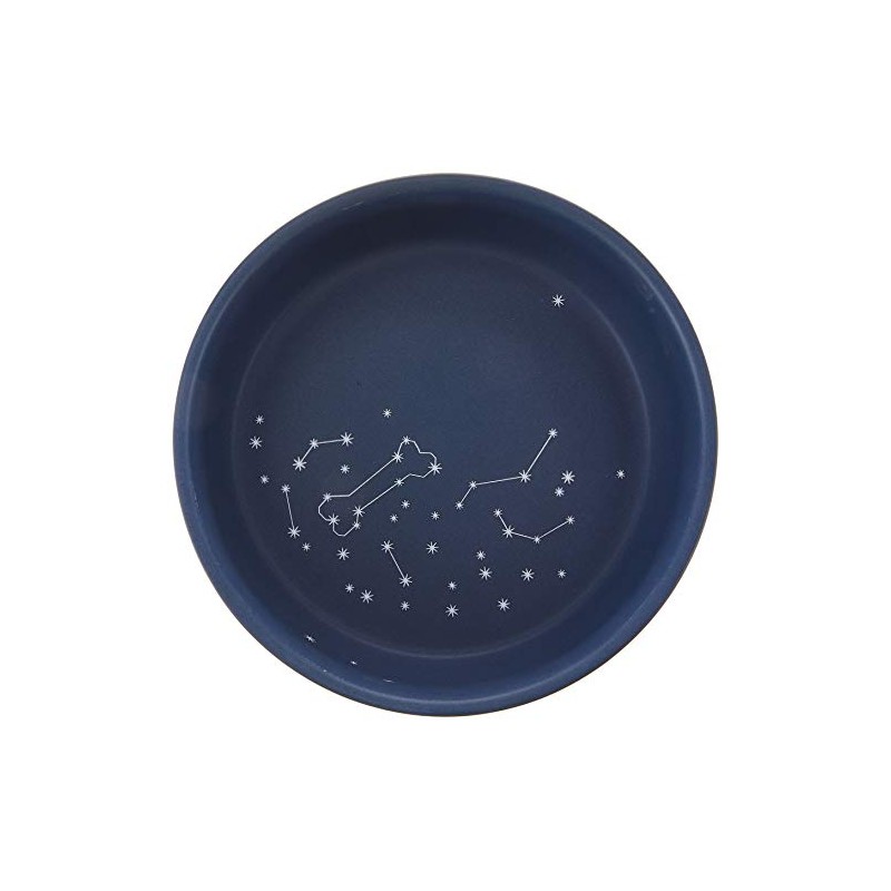Fringe Studio Stoneware Pet Bowl, Medium, Celestial (479007),Dark Blue