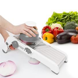 ZKIRON Adjustable Mandoline Slicer - Ultra-Sharp Stainless Steel Blades, Safe Hand Guard, Adjustable Thickness for Fast & Precise Slicing of Vegetables, Fruits & More (Gray)