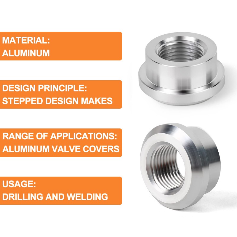 GASHER 2PCS Aluminum Weld On Bung 1/2" NPT Female Weldable