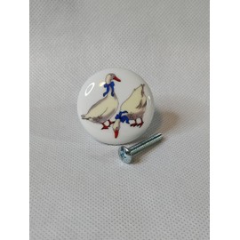 White Geese KNOB Goose Glossy Ceramic Dresser Drawer Pulls Cabinet Knobs