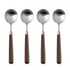 Ouliget Retro Wooden Handle Spoon,Matte Stainless Steel Serving Tablespoons,Wooden DinnerSpoon,Matte