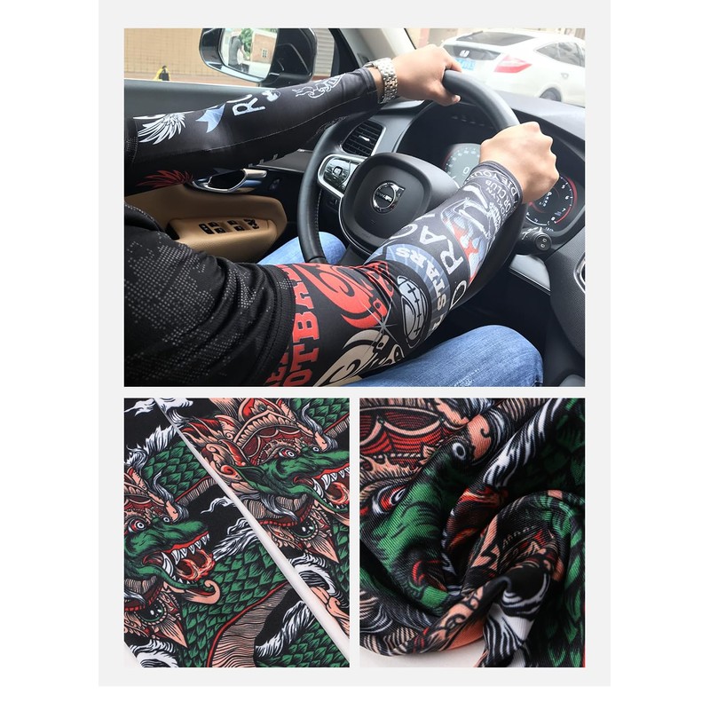Fake Tattoo Adults Arm Sleeve Skeleton and Gun (T41)