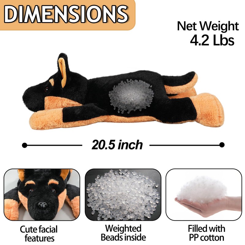 CSVBTRF Weighted Stuffed Animals, 4.1 lbs 20" German Shepherd Plush