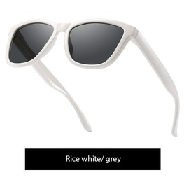 AMEXI Sunglasses Men Women Polarised Rectangular Sunglasses Unisex Retro Classic Vintage Polarised Glasses UV400 Protection Classic Sunglasses Square for Driving, off white