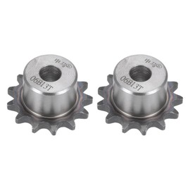 sourcing map Chain Roll Gear 10 mm Bore 3/8 Inch Distance 13 Teeth Single Beach Type B Chain Sprocket A3 Carbon Steel Roller Chain Sprocket for ISO 06B Chain Pack of 2