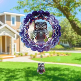 Outdoor Wind Spinner, Stainless Iron Owl Wind Spinner Kinetic Outdoor Hanging Wind Spinner Art Decoration for Indoor Outside Yard Lawn Patio Garden Decor