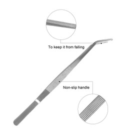 Bent Tweezers Blunt Tweezers 14 cm Curved Tweezers Stainless Steel Professional Non-Slip Long Straight Tweezers Angled Tweezers for Water Pets, Corals