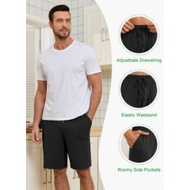EA'S SECRET Mens Pajama Shorts Rayon Made From Bamboo Sleep Shorts with Pockets Soft Lightweight Lounge Pants 3 Pack (3C,M)