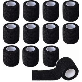 Aokesy 12 Piezas de Vendaje Autoadhesivo, Vendaje Cohesivo Elástico no Tejido, Envolturas Transpirables, Cinta Cohesiva para Estiramiento Atlético, Deportes, Muñeca, Esguinces de Tobillo (Negro)