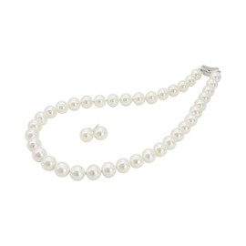 Sakiya Pearl Necklace, Luxury Edition, Ceremonial Occasions, Pearls, Black Pearls, Formal Earrings, Earrings Set, Weddings, Parties, Funerals, Shell Pearl Necklace, 3.9 inches (10 mm) 16.5 inches (42