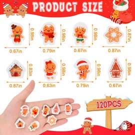 CCINEE 120Pcs Christmas Mini Erasers for Kids, Gingerbread Man Erasers Bulk Novelty Desk Pets for Classroom Rewards Holiday Party Favor Christmas Stocking Stuffers