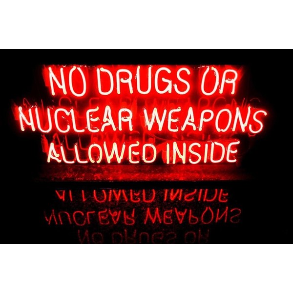 No Drugs or Nuclear Weapons Allowed Inside Neon Warning Sign Cool Wall Decor Art Print Poster 36x24