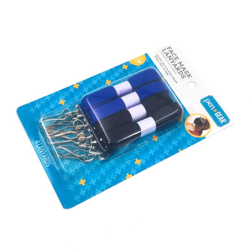 Milan Pacific Mask Lanyard Set, 4 Pack, Blue and Black