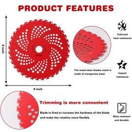 9" x 36 Teeth Carbide Tipped Blades with Universal Adapter Kit, Steel Trimmer Head fit for Brush Cutter, Trimmer, Weed Eater