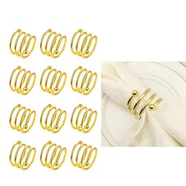 Juego de 12 Anillos de Metal para servilleta, aro Dorado servilletero, decoración de Mesa, Fiestas, Mesa de Boda
