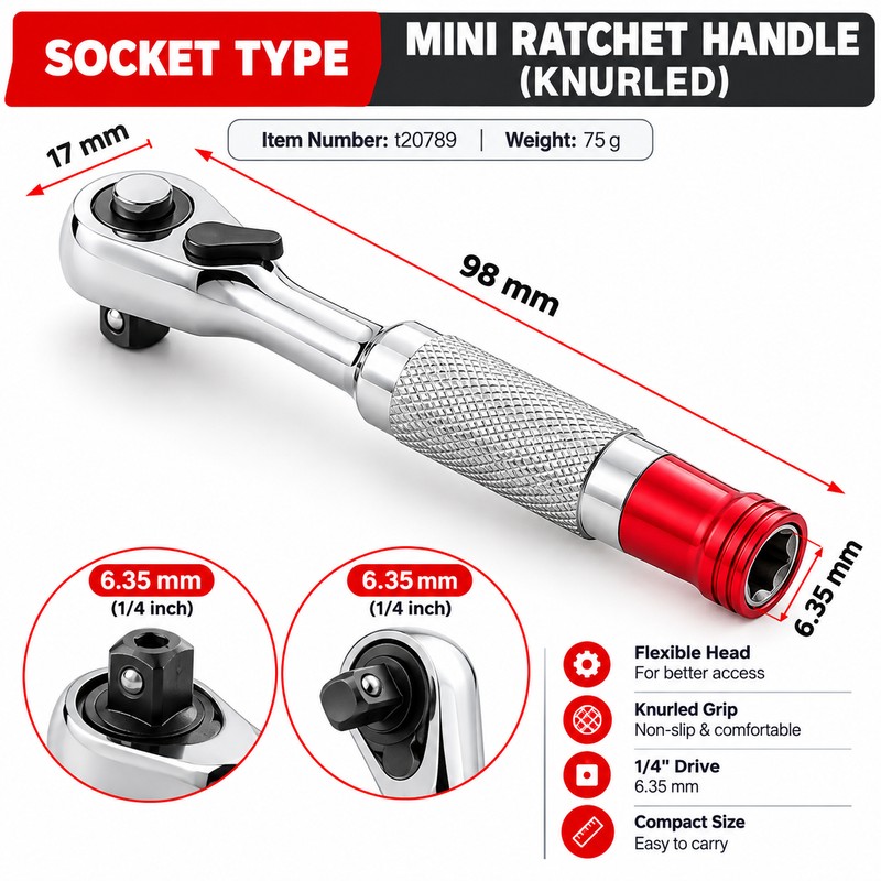 Double-Head Mini Ratchet Wrench – Fast Reversible Socket Tool for