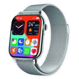 Atlanta Fitness Tracker with Heart Rate Pulse Blood Pressure ECG Hands-Free Sleep Steps Colour Display Smartwatch Bracelet Watch with Interchangeable Strap - 9725/19 (Silver)
