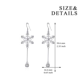 Sterling Silver Snowflake Earrings for Women Teens, Winter Dangle Earrings Snowflake Jewelry Gifts for Her