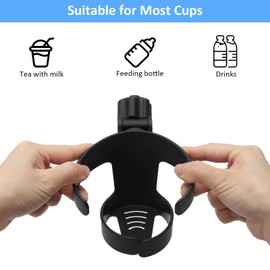 Drinks Holder Pushchair, Universal Drink Holder for Bicycle, 2 Pieces, Adjustable 360 Degree Rotation, Bottle Holder, Water Cup Holder, Stroller Cup Holder, for Trolleys, Pushchairs, Wheelchair