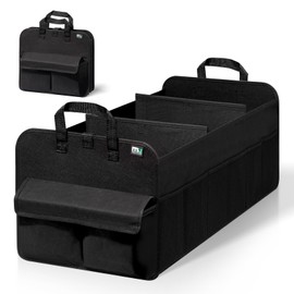 MIU COLOR Trunk Organizer for SUV, Collapsible Car Organizer with 12 Pockets, Non-Slip Bottom, Storage Organizer for Sedan, Van, Jeep, Grocery, Car Accessories, Large 3 Compartments, Black,32"×13"×12"