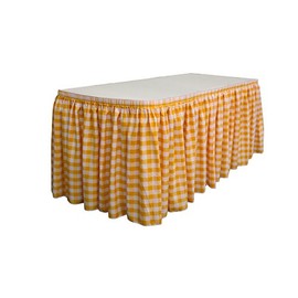 LA Linen Poly Checkered Table Skirt with 10 Large Clips, 17' by 29", Dark Yellow/White