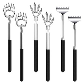 Vankcp 6Pack Telescopic Back Scratcher Set, Manual Extendable Black Bear Claw Scratcher for Any Age