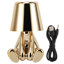 Bedside Touch Control Table Lamp USB Charging 3 Way Dimmable Little Man Statue LED Bedroom Decoration Gold H Type