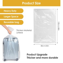 Extra Large Plastic Bags, 4Pcs 100 * 152cm Heavy Duty Clear Plastic Bags, Extra Large Chair Covers Protectors, Thickened, Sturdy, Moisture-Proof For Suitcases, Suitcases, Furniture, Blankets Giant