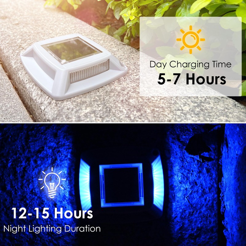 Solar Driveway Lights 16-Pack - 4 LED IP68 Waterproof Marine