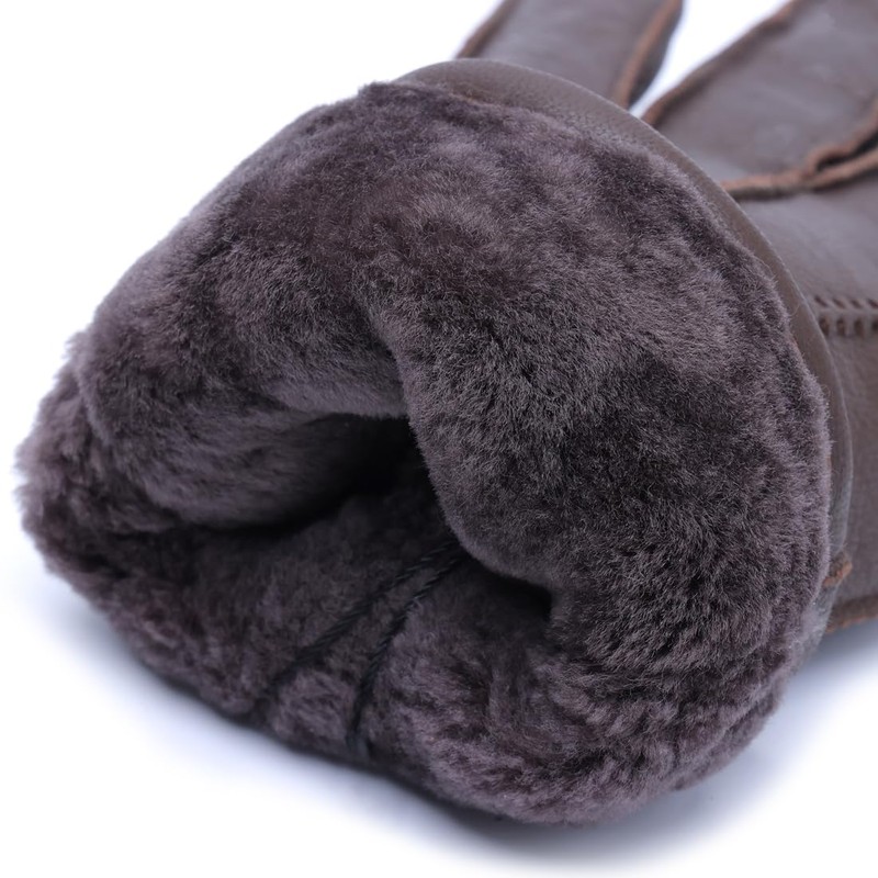 Harssidanzar Winter Leather Gloves For Mens Cold Weather Warmth Sheepskin