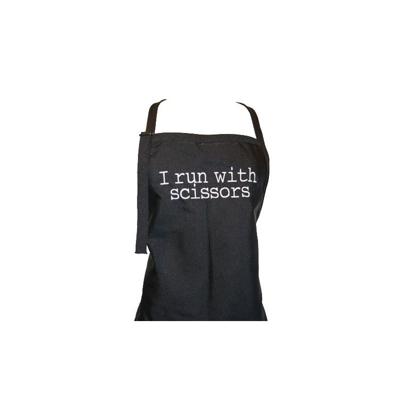 KNBC Graphics Black I Run with Scissors Embroidered Apron