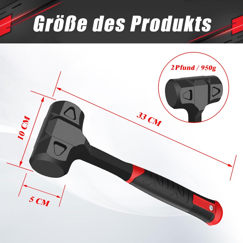 2lb Non-Rebound Rubber/Plastic Hammer (New Model)