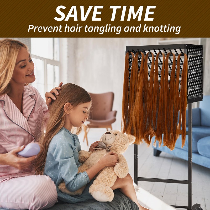GENMOUS Black Braiding Hair Rack - 150 Pegs, Tri-Sided Braid