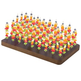 PH PandaHall Wooden Skewer Display Holder 45 Holes Food Fruit Kabobs Skewers Stand Board Catering Supplies Clay Figurines Display Trays for Appetizers Cocktail Parties Picnic, 17.8x27.6x1.8cm, Brown