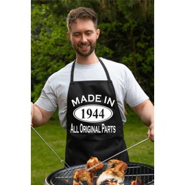 Print4U Made In 1945 80th Birthday BBQ Cooking Funny Novelty Apron Black