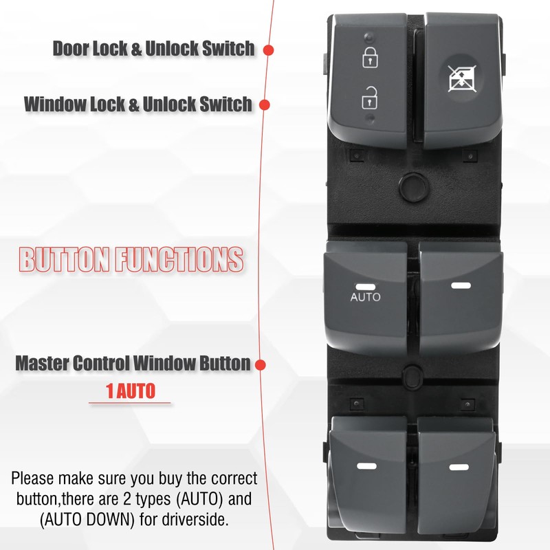 Sianxaido 93570-3X000RAS Master Power Window Switch Compatible with Elantra 2011
