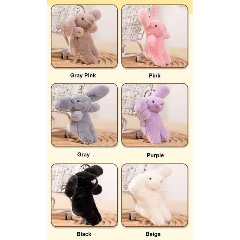 Zitokin Cute Bunny Plush Keychain, Mini Rabbit Bag Charms, 3.5"