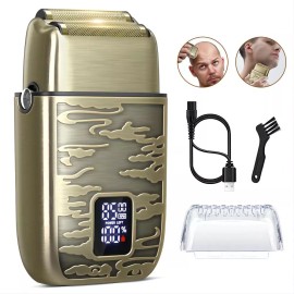 All-in® Rasuradora Eléctrica 3 Niveles Recargable Afeitadora para Barba y Calvo Inalámbrica Corta al Raz Color Dorado