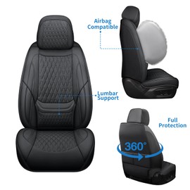 Car Seat Covers, Leather Car Seat Covers, Automotive Seat Covers 2 Front Seats, Fit for Most Cars SUV and Most Sedans Hatchbacks Crossovers, Super Breathable Waterproof Full Wrapping Edge Seat Covers