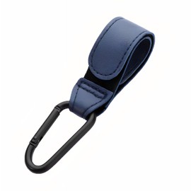 Pack of 2 Baby Universal Buggy Clips Carrier Pram Hooks, Leather Style Straps & Carabiner Clip, Hang Your Shopping Bags, Suits Every Stroller Pram Buggy- Heavy Duty Hook for Parents (Black)