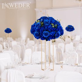 Inweder Blue Flowers Balls for Centerpieces: 2 PCS 15.7" Diam Flower Centerpieces for Tables in Wedding Reception Decorations Arrangement for Party Celebration Planners
