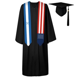 72 Inch Honduras Flag and USA Flag Graduation Sash Unisex Adults Graduation Stole Scarf International Class of 2024 (Not Include Baccalaureate Gown and Hat)