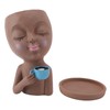 Resin Face Plant Pot Creative Cute Small Drinking Coffee Succulent
