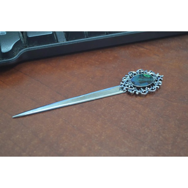 OVAL PAUA ABALONE SHELL LETTER KNIFE OPENER #F-30A