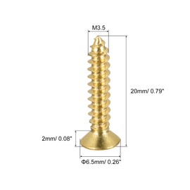 sourcing map Brass Wood Screws, M3.5x20mm Phillips Flat Head Self Tapping Connector for Door Hinges, Wooden Furniture, Home Appliances 50Pcs