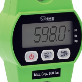 HME Durable Versatile Hunting Digital Hanging Scale w/Tare Function - 400 Kg/880 lb Max Weight, 2 Batteries Included, Iron Hook, Mode Function N/lb/kg